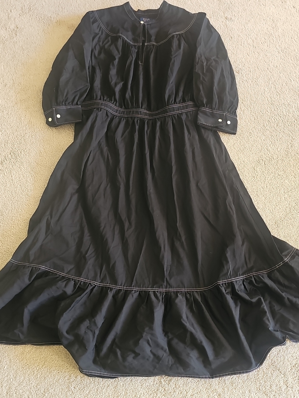 Ralph Lauren Black Cotton Midi Dress - Picture 2 of 10
